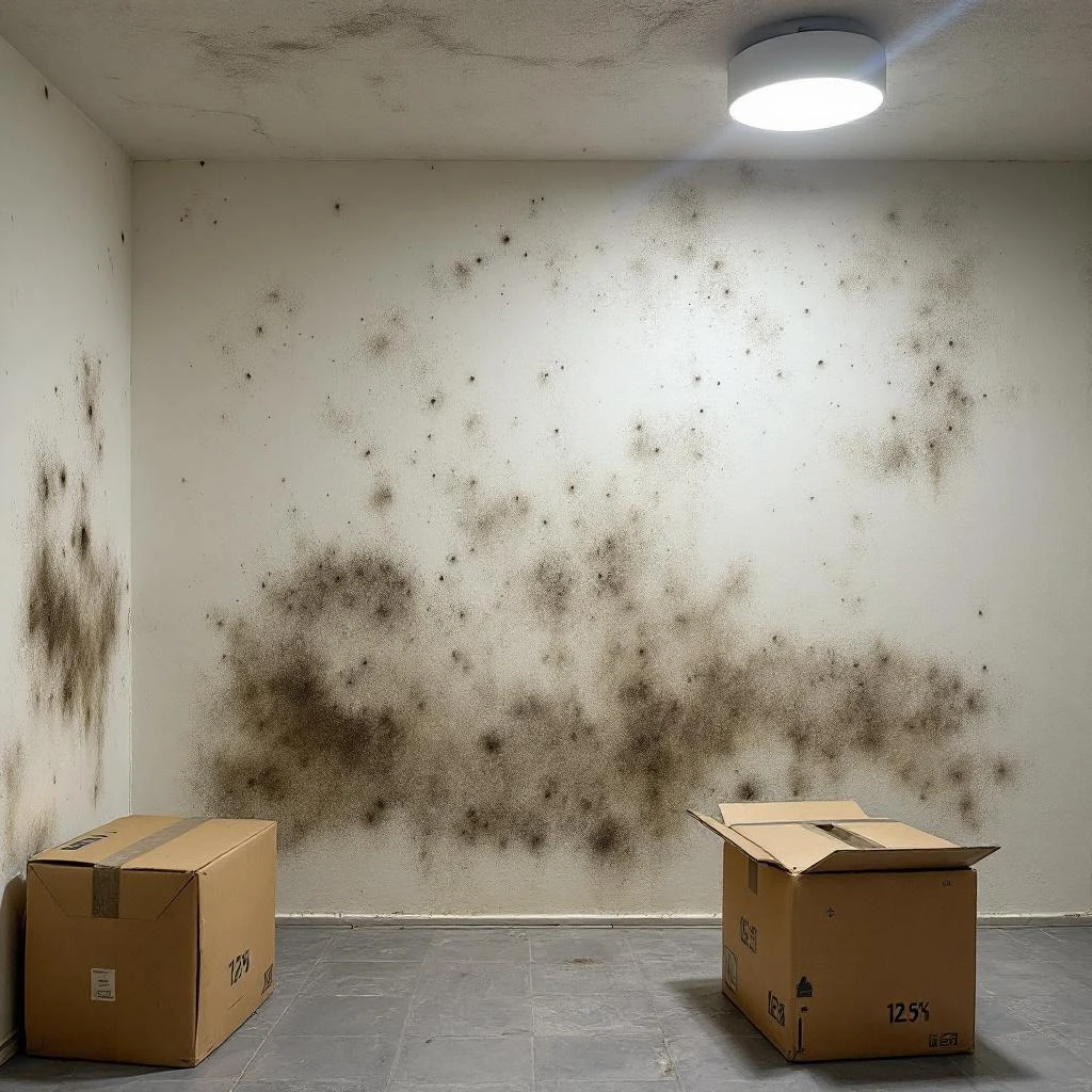 Schimmel op keldermuur - typisch vochtprobleem in Belgische kelders dat schimmelbestrijding vereist